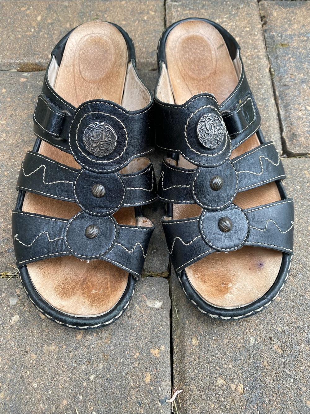 Josef Seibel BLK Leather Slides, 38 EU Summer Sale